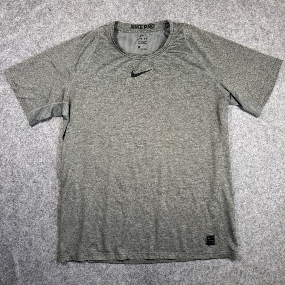 Nike Mens Nike Pro Dri-FIT Training Shirt XL Gray Heather Fitted Performance Tee